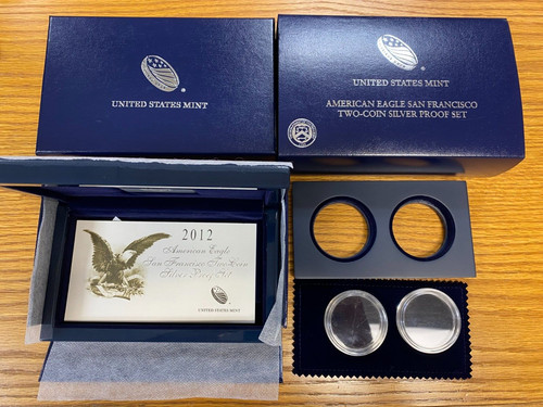 SILVER AMERICAN EAGLE (SF) 2 COIN PROOF SET BOX & COA-NO COINS, GREAT FOR ANY YR