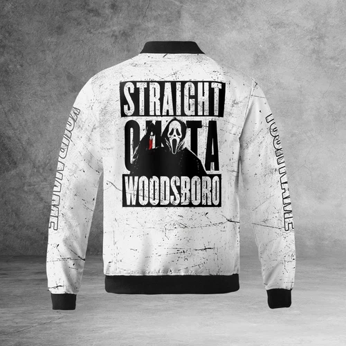 Personalized Horror Scream Ghostface Straight Outta Woodsboro Jacket image 6