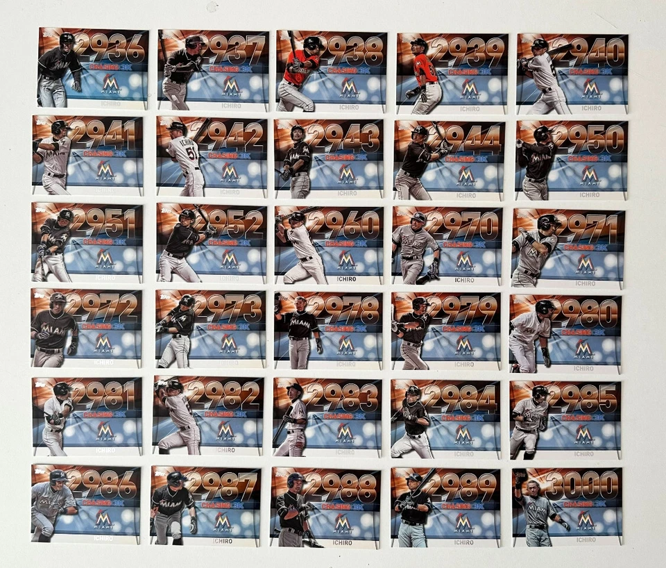 Conjunto completo de 60 cartas 2016 Topps Baseball Chasing 3K Ichiro Suzuki - Imagem 2 de 2