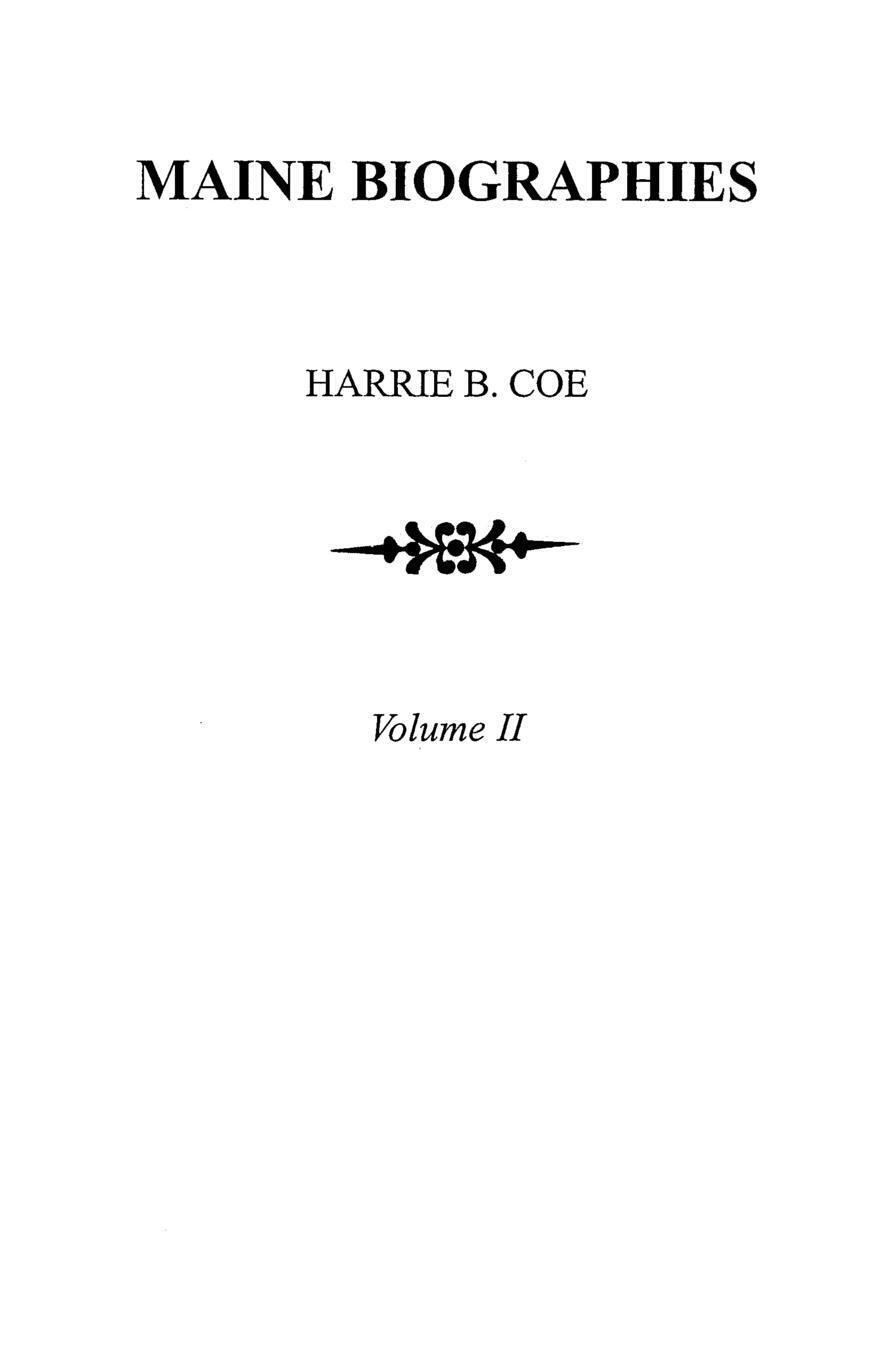 Harrie B. Coe | Maine Biographies. Volume Ii Originally In Four