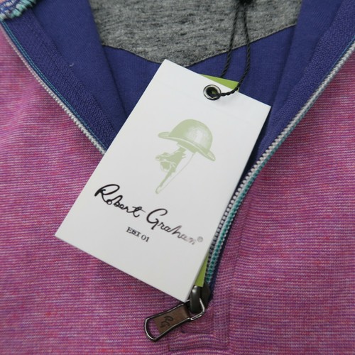 Robert Graham Abdul Herren Large 1/4 Zip Pullover Sweater Fuchsia Rot RS176002CF - Bild 5 von 12