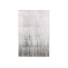 3' x 5'3" Gray Modern Vertical Ombre Design Silk Wool Hand Knotted Rug R75261