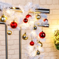Led Weihnachts Girlande 5M - Weiß - Tannen Deko Lichterkette + Baum Kugeln AußEn