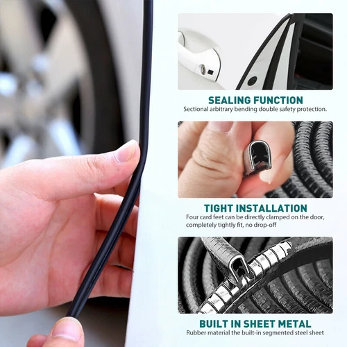 4PCS 16FT U Shape Rubber Seal Car Door Edge Guard Molding Trim Protectors Strips - Foto 9 di 24