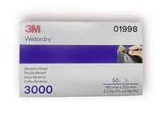 3M Wetordry Abrasive Sandpaper Sheet (01998, 1998), 3000 Grit, 50 Count