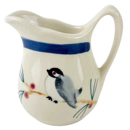 Vintage Hartstone Pottery Creamer Pitcher Chickadee Bird 1983 Hand Painted 5"