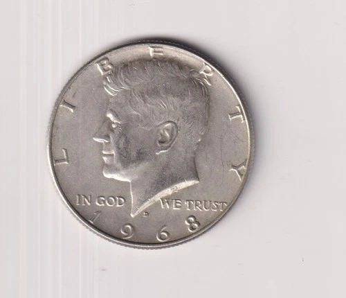 1968 D KENNEDY HALF DOLLAR SILVER .400 UNITED STATES OF AMERICA FIFTY CENTS .50¢