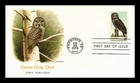 DR JIM STAMPS US COVER GREAT GRAY OWL WILDLIFE CONSERVATION FDC FLEETWOOD