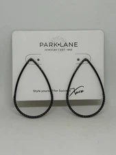 NEW Park Lane Jewelry ALMOND Earrings Hematite Black Teardrop Post Box Gift