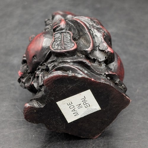 Mini rot lachender Buddha Figur Buddhismus Harz 2,5" Nepal - Bild 6 von 7