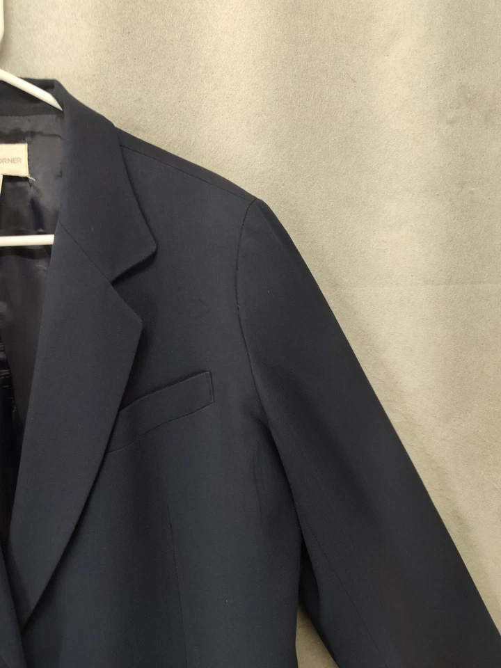 Blazer informal de esquina para mujer 10 gris mezcla de lana ropa de trabajo clásico bolsillos chaqueta Foto 3 de 4