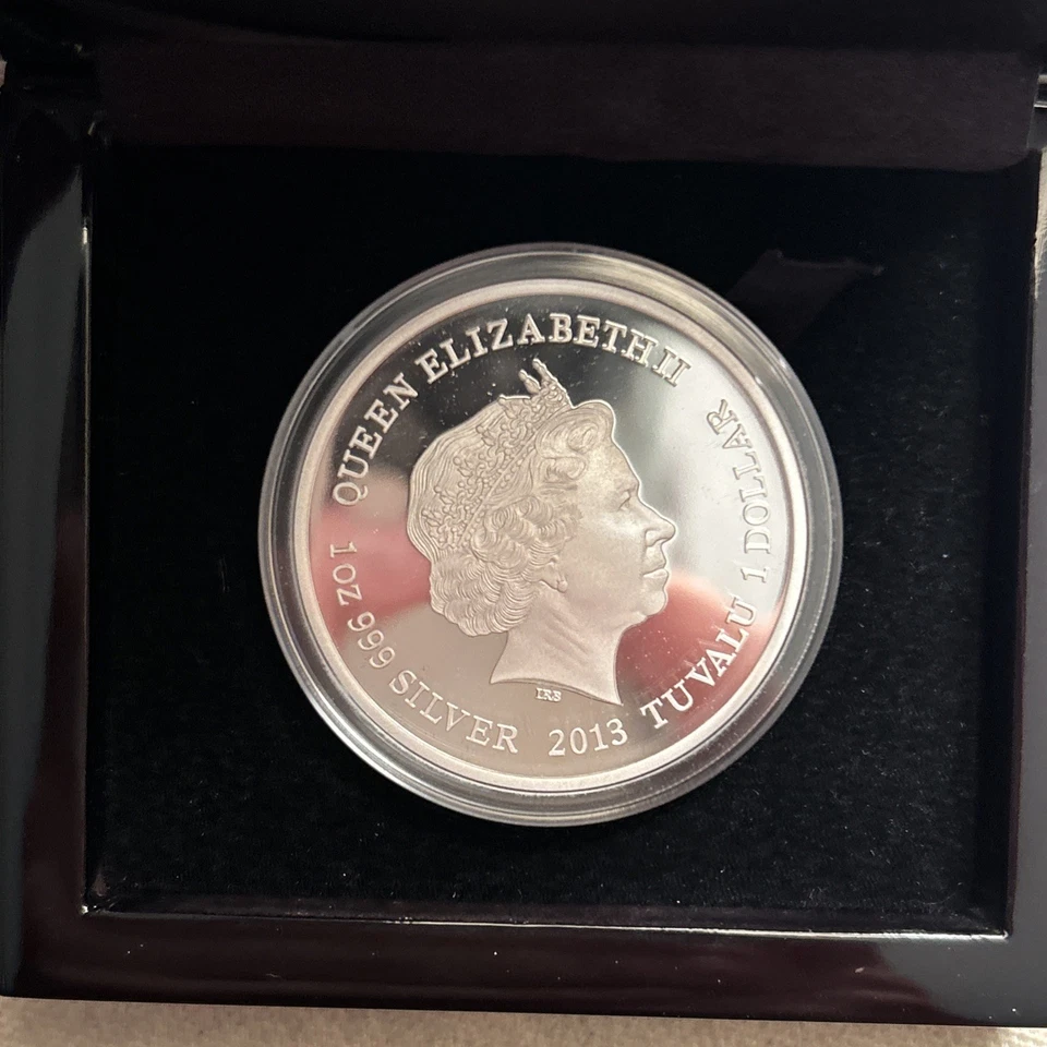 2013 $1 1oz Frilled Neck Lizard Colored Proof Silver Coin from Tuvalu - Image 3 of 3