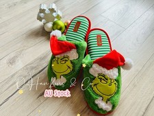 NEW The Grinch Christmas Adult Comfort Slippers Green  Red Perfect Xmas Gift
