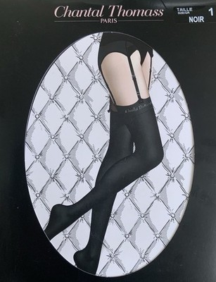 CHANTAL THOMASS Black 100 Denier Opaque Stockings with Logo Size 1 UK S