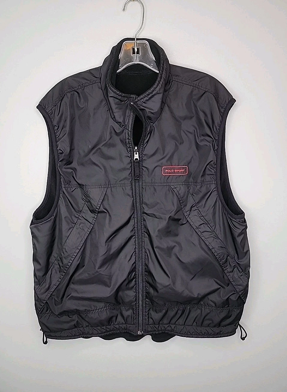 Polo Sport Ralph Lauren Vest Mens XL Black Fleece Reversible Outdoor Polartec
