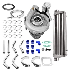 Universal T3 T04E Turbocharger Kit 0.63 AR 420HP Turbo Intercooler Piping V-Band
