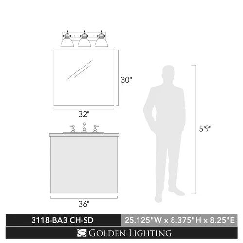 Hines 25 1/4" Wide Chrome Metal 3-Light Bath Light - Picture 5 of 5