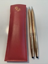 Vtg Cross Lady 1/20 14K Gold Filled Pen  Pencil Sets With Cross Leather Pouch