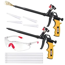 Spray Foam Gun Insulation (2 x Foam Gun / 4 Nozzle) Foam Spray Gun, Teflon-Co...