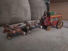 Alps Battery Operated Wells Fargo Overland Stage Japan Tin Toy Vintage