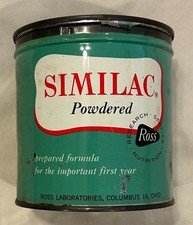 Lata de comida para bebés en polvo Similac vintage lata de comida vieja vacía de 1 libra Ross