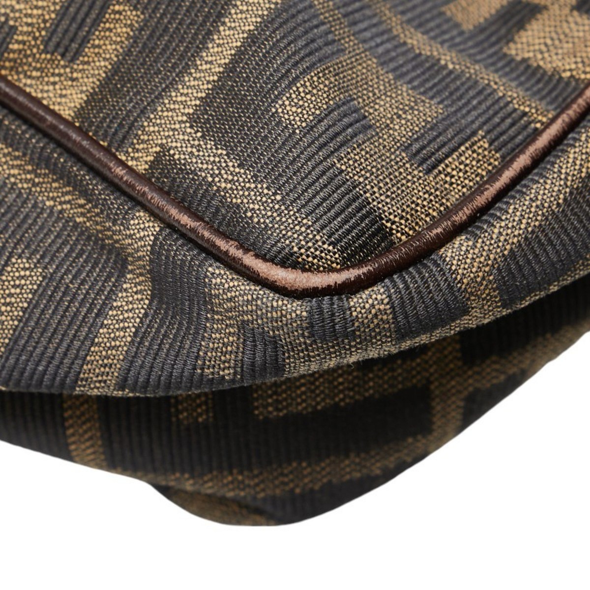 FENDI ZUCCA BAG SHOULDER BROWN CANVAS LEATHER WOMEN'S FENDI ZUCCA BAG SHOULDER BROWN CANVAS LEATHER WOMEN'S