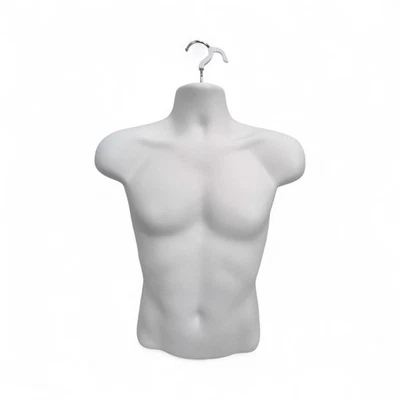 SHOPLINES SUPPLIES LIMITED White Male Hanging Half Body Form Matt Plastic Display Torso Mannequin