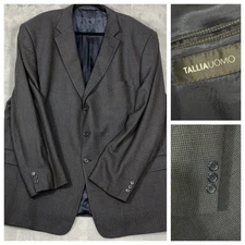 Tallia Uomo Gray Blue Wool Three Button Blazer Sport Coat Men's 54L USA