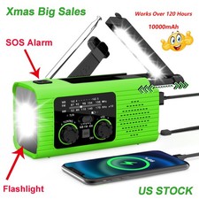 8000mAh Emergency Solar Hand Crank Weather Radio Power Bank Charger Flashlight