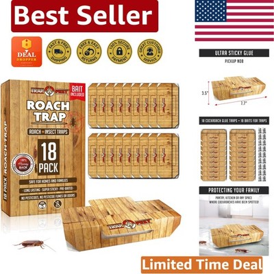 Long Lasting Sticky Roach Traps 18 Count - Pet & Kid Friendly Pest Solution