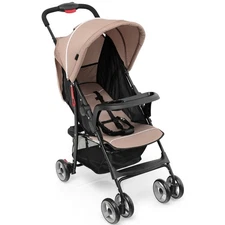 Foldable Baby Stroller Lightweight Kids Travel Pushchair w/ Safety System Coffee
