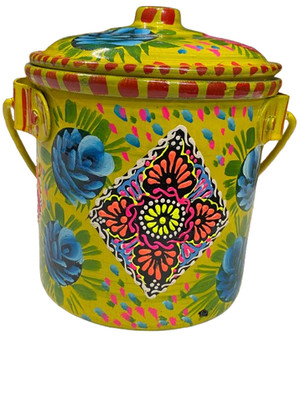 TruckArt Milcheimer/Pakistanischer handbemalter Eimer/Homedecor/Mehrfarbig/17x14cm