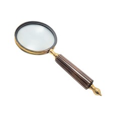 Vintage Style Magnifying Glass with Ribbed Dark Wood Handle - Reading/Hobby Aid