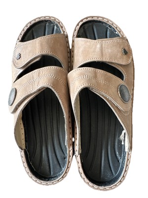 FINN COMFORT Tan Sandals Sansibar Leather Germany Size 6.5-7 US 37 EU   READ