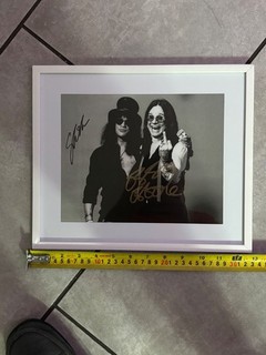 signed ozzy osbourne & Slash framed with COA certificate of authenticity