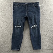Old Navy Womens Jeans Blue Size 24 Rockstar Super Skinny Distressed Cotton Blend