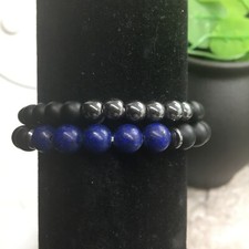 2 PC Handmade Bohemian Beaded Cyanite Bracelet Set New Free Ship 9718