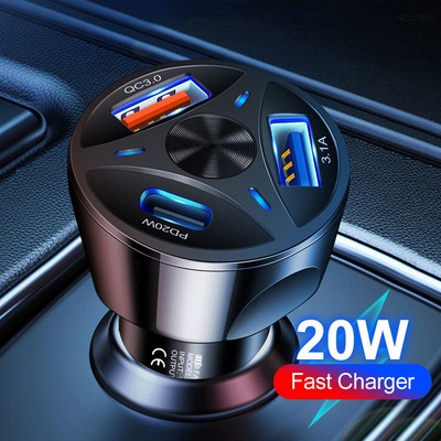 2 USB+PD 20W Type-C Car Charger Fast Adapter For Samsung/iPhone 13 12 Pro Max