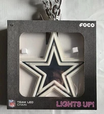Dallas Cowboys Fan Chain - NEON LIGHT UP - LED Necklace Big Team Logo SILVER