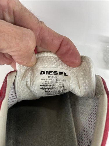 DEISEL Men's Red Leather VINTAGE LOUNGE Shoes Size 10 Metal Logo - Picture 6 of 7