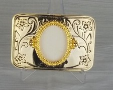 Women's western rectangular gold buckle with jewel insert area  3.25" x 2.25" 