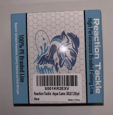 Reaction Tackle Braided Fishing Line Aqua Camo 30lbs 150 yards