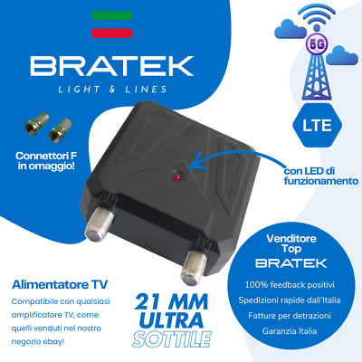 Alimentatore Antenna TV Per Amplificatore Digitale Terrestre 1 Uscita 12V SLIM