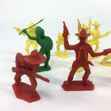 VINTAGE Tim-mee 3" Indian Cowboy Pioneer Native American Toys Stand Lot of 13