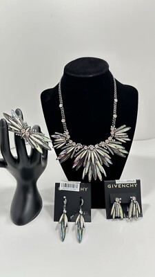 Givenchy Hematite Multi Cluster Statement 1xNecklace 2x earrings, and 1xbracelet
