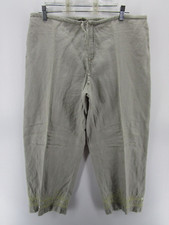 Calvin Klein Pants Women Medium Gray Linen Flax Cropped Wide Leg High Rise 