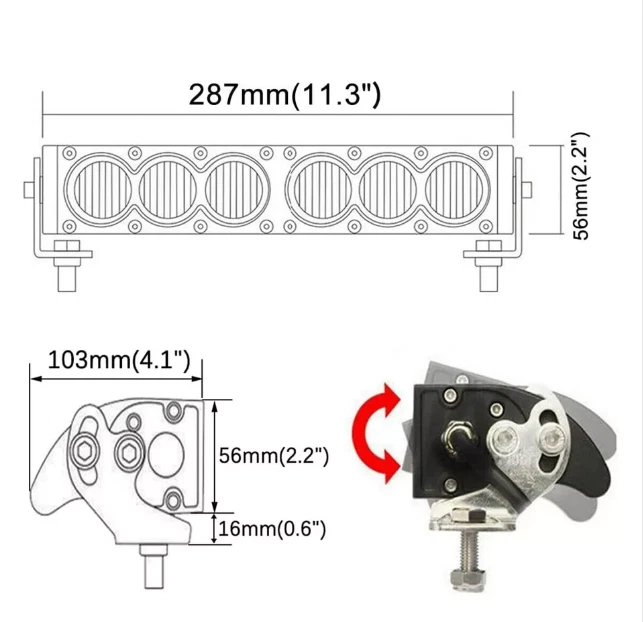 12 Inch LED Light Bar Amber Spot Flood Offroad SUV UTV ATV 4WD Truck Boat Bumper - Image 3 of 4