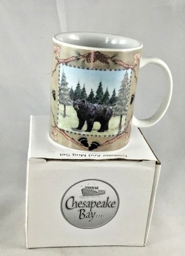 Set tazza e sottobicchiere orso nero porcellana nuovo in scatola Chesapeake Bay - Foto 4 di 5