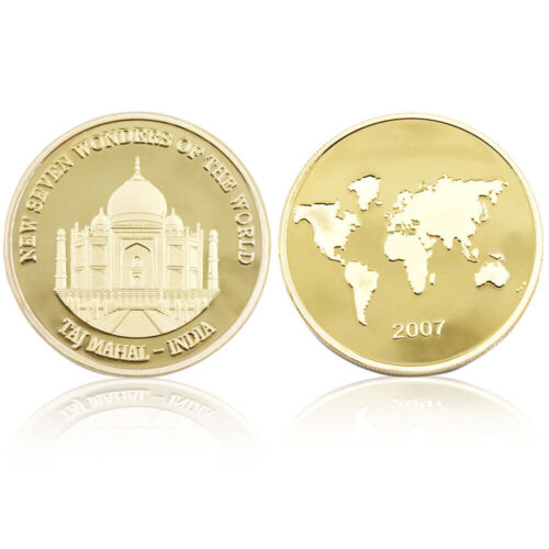 Schöne Medaille der 7 Weltwunder der Erde  Indien 2007  vergoldet - Afbeelding 1 van 2