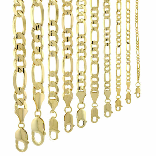 10k Solid Yellow Gold Figaro Chain Necklace 2.23mm-10.25mm Sz 16-30 Inches - Picture 1 of 22